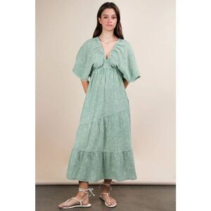 New'm Serenity Gauzy Sage Green Midi Dress NWT